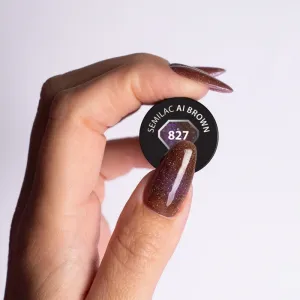 Semilac UV Hybrid Galaxy Flash gélový lak na nechty s použitím UV/LED lampy odtieň 827 AI Brown 7 ml