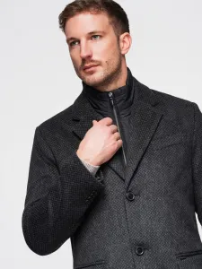 Ombre Unbuttoned men's wool blend coat - graphite