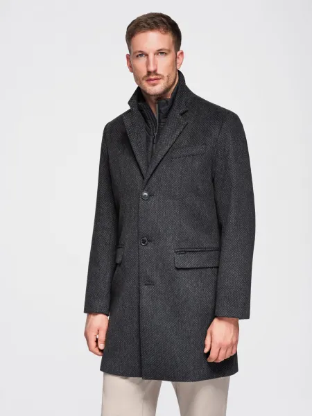 Ombre Unbuttoned men's wool blend coat - graphite