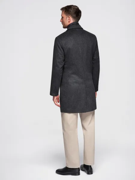 Ombre Unbuttoned men's wool blend coat - graphite