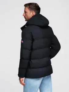 Ombre Men's winter jacket with detachable hood in waterproof material - black