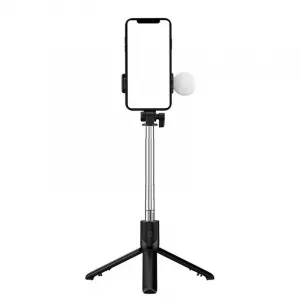 MG Telescopic Bluetooth selfie tyč s LED svetlom 0.71m, čierna