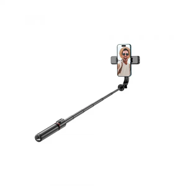 Tech-Protect L05S bluetooth selfie tyč so statívom a LED svetlom, čierna