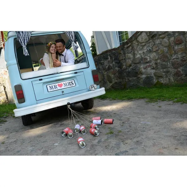 PartyDeco Svadobné plechovky na auto Retro 5ks