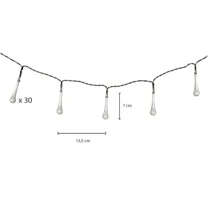 MG Icicle solárna reťaz 30 LED 6.5m, teplá biela