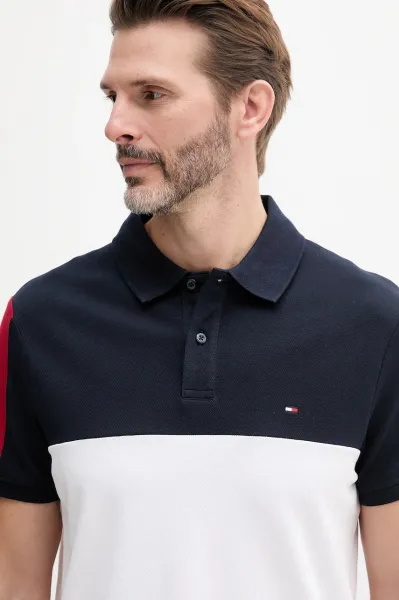 Polo tričko Tommy Hilfiger pánske, tmavomodrá farba, vzorované, MW0MW38966