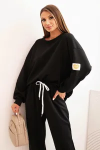 Legínovo Dámsky maslový komplet s voľnou mikinou a nohavicami s nápisom LOVE hnedý Farba: Tmavá camel, Veľkosť: UNI
