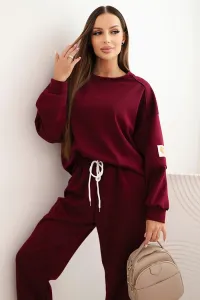 Legínovo Dámsky maslový komplet s voľnou mikinou a nohavicami s nápisom LOVE hnedý Farba: Tmavá camel, Veľkosť: UNI