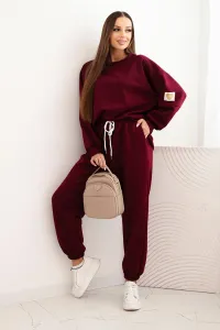 Legínovo Dámsky maslový komplet s voľnou mikinou a nohavicami s nápisom LOVE hnedý Farba: Tmavá camel, Veľkosť: UNI