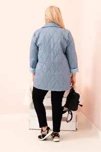 Legínovo Dámska plus size prešívaná bunda s golierom a gombíkom svetlo béžová Farba: Tmavoružová, Veľkosť: UNI