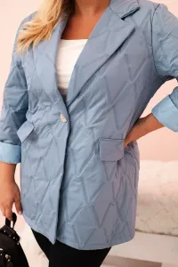 Legínovo Dámska plus size prešívaná bunda s golierom a gombíkom svetlo béžová Farba: Tmavoružová, Veľkosť: UNI