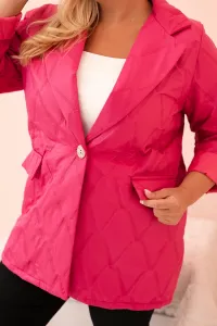 Legínovo Dámska plus size prešívaná bunda s golierom a gombíkom svetlo béžová Farba: Tmavoružová, Veľkosť: UNI