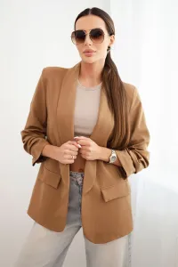 Legínovo Elegantné ťavie sako s klopňami Farba: Tmavobéžová, Veľkosť: UNI