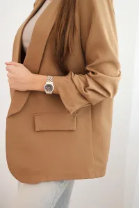 Legínovo Elegantné ťavie sako s klopňami Farba: Tmavobéžová, Veľkosť: UNI