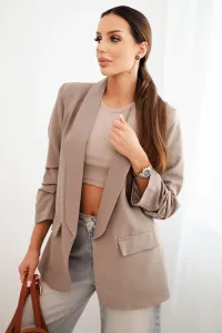 Legínovo Elegantné ťavie sako s klopňami Farba: Tmavobéžová, Veľkosť: UNI