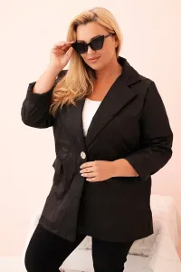 Legínovo Dámska plus size prešívaná bunda s golierom a gombíkom svetlo béžová Farba: Tmavoružová, Veľkosť: UNI