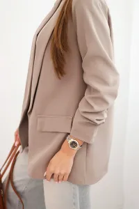 Legínovo Elegantné ťavie sako s klopňami Farba: Tmavobéžová, Veľkosť: UNI