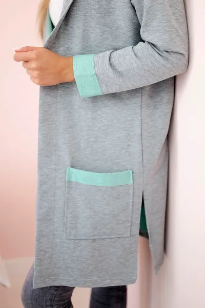 Legínovo Dvojfarebná s kapucňou modrá+šedá Farba: Modrá, Veľkosť: UNI