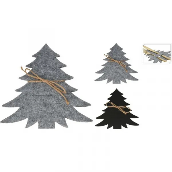 Vrecko na príbory X-Mas Tree čierna, sada 4 ks