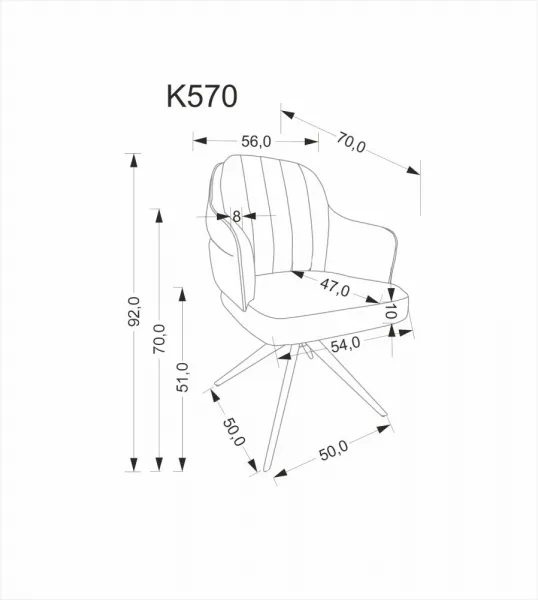 Otočné jedálenské kreslo K570 Halmar