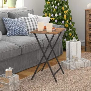 Skladací odkladací stolík Houseland Abby hnedý/čierny