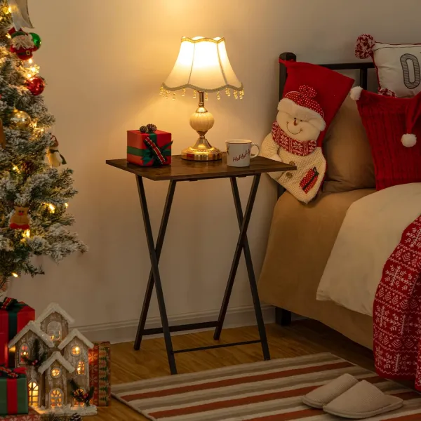 Skladací odkladací stolík Houseland Abby hnedý/čierny