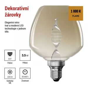 EMOS LED žárovka DECO FLAME S123 I teplá bílá