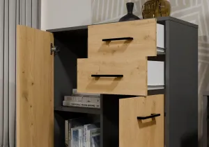 TP Living Komoda SIMPLO 2D2S 74 cm antracitová/dub artisan