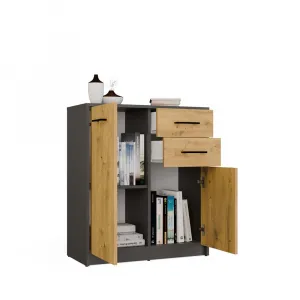 TP Living Komoda SIMPLO 2D2S 74 cm antracitová/dub artisan