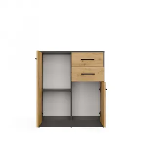 TP Living Komoda SIMPLO 2D2S 74 cm antracitová/dub artisan