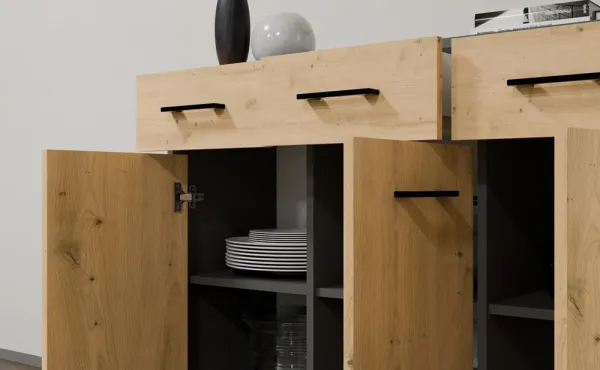 TP Living Komoda SIMPLO 3D3S 109 cm antracitová/dub artisan