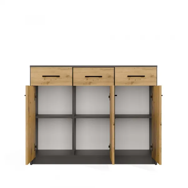 TP Living Komoda SIMPLO 3D3S 109 cm antracitová/dub artisan
