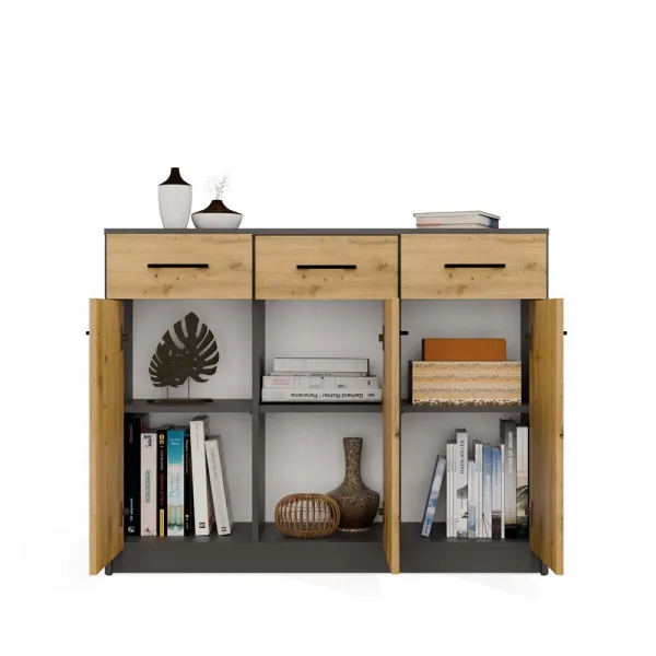 TP Living Komoda SIMPLO 3D3S 109 cm antracitová/dub artisan