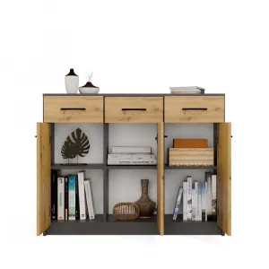 TP Living Komoda SIMPLO 3D3S 109 cm antracitová/dub artisan