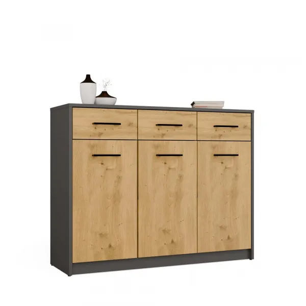 TP Living Komoda SIMPLO 3D3S 109 cm antracitová/dub artisan