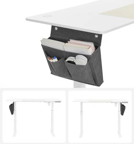 SONGMICS Písací stôl Paradis 140 cm výškovo nastaviteľný biely