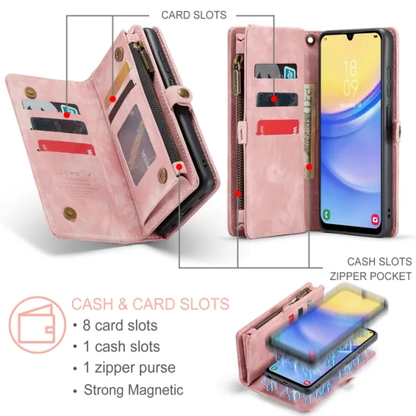 WALLET Ochranný kryt s peňaženkou 2v1 pre Samsung Galaxy A15 / A15 5G ružový