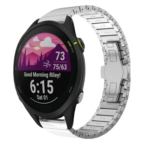 CLASSIC Kovový remienok pre Garmin Forerunner 255 Music strieborný