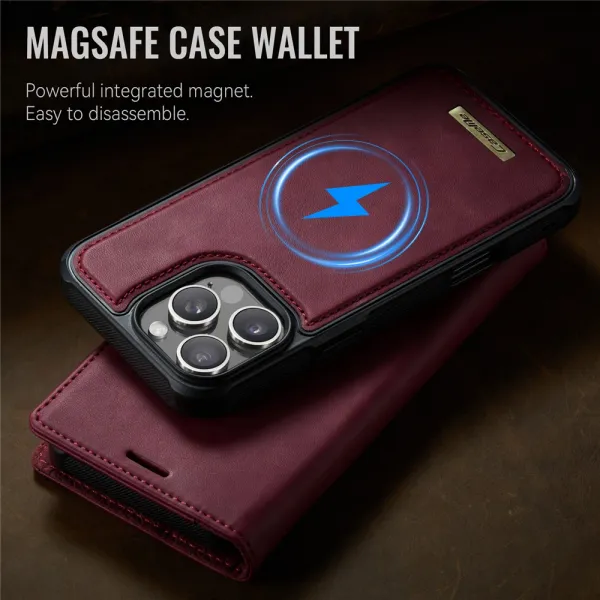 CASEME C49 Peňaženkové puzdro a zadný kryt 2v1 Apple iPhone 16 Pro Max červený