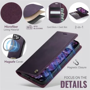 CASEME C49 Peňaženkové puzdro a zadný kryt 2v1 Apple iPhone 16 Pro Max fialový