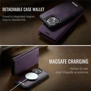 CASEME C49 Peňaženkové puzdro a zadný kryt 2v1 Apple iPhone 16 Pro Max fialový