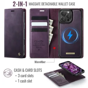 CASEME C49 Peňaženkové puzdro a zadný kryt 2v1 Apple iPhone 16 Pro Max fialový