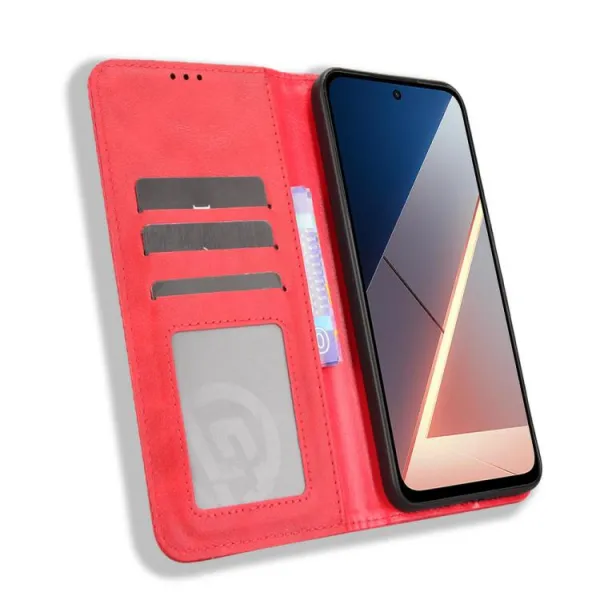 BUSINESS Peňaženkový kryt pre Xiaomi Poco M7 červený