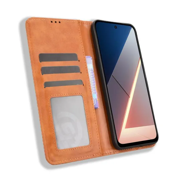 BUSINESS Peňaženkový kryt pre Xiaomi Poco M7 hnedý