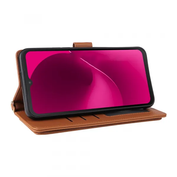 PRESTIGE Peňaženkové puzdro pre T Phone 3 Pro hnedé