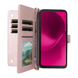 PRESTIGE Peňaženkové puzdro pre T Phone 3 Pro svetloružové
