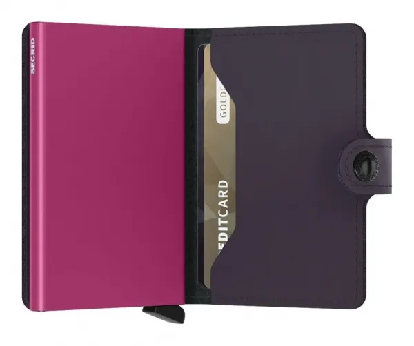 Kožená mini peňaženka Secrid Miniwallet Matte Dark Purple-Fuchsia
