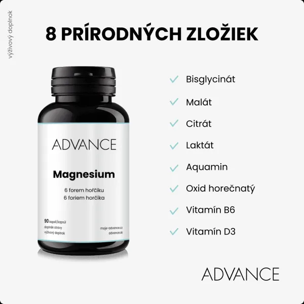 ADVANCE Magnesium 6 foriem horčíka 90 kapsúl