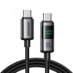 Joyroom S-A16 Pro Prism Series kábel USB-C – USB-C s digitálnym displejom, 100W, 1,2 m, čierny