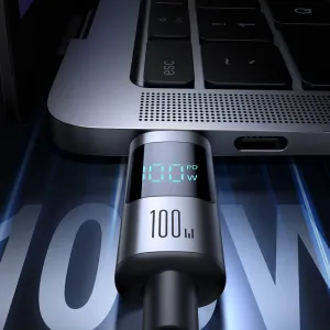 Joyroom S-A16 Pro Prism Series kábel USB-C – USB-C s digitálnym displejom, 100W, 1,2 m, čierny